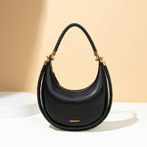 Sac à main léger de luxe pour minorité, sac à bandoulière unique noir Selenodont, sac de lune tissé à la main